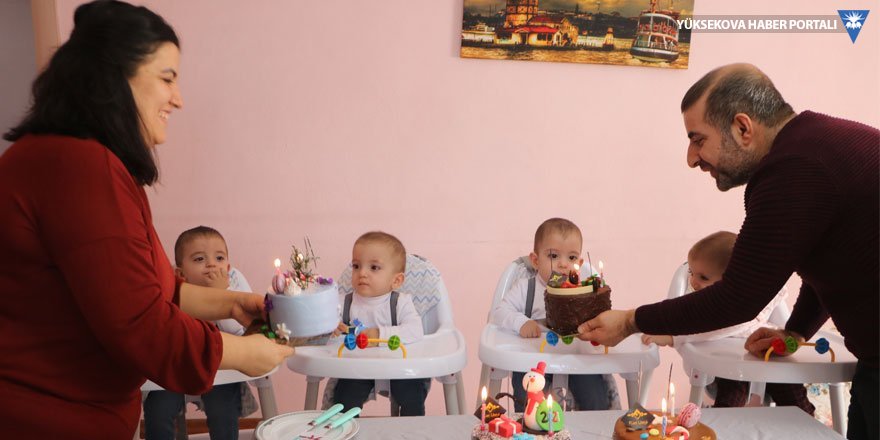 Baklavacı Fuat Usta'dan Yüksekova'nın dördüzlerine doğum günü sürprizi