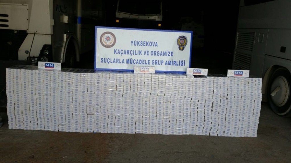 Yüksekova’da 11 bin 900 bin paket kaçak sigara ele geçirildi
