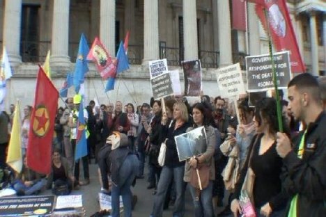 Trafalgar'da Soma protestosu